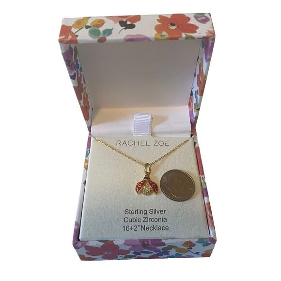 Rachel Zoe Sterling Silver & Cubic Zirconia Ladybug Pendant. - Picture 7 of 7